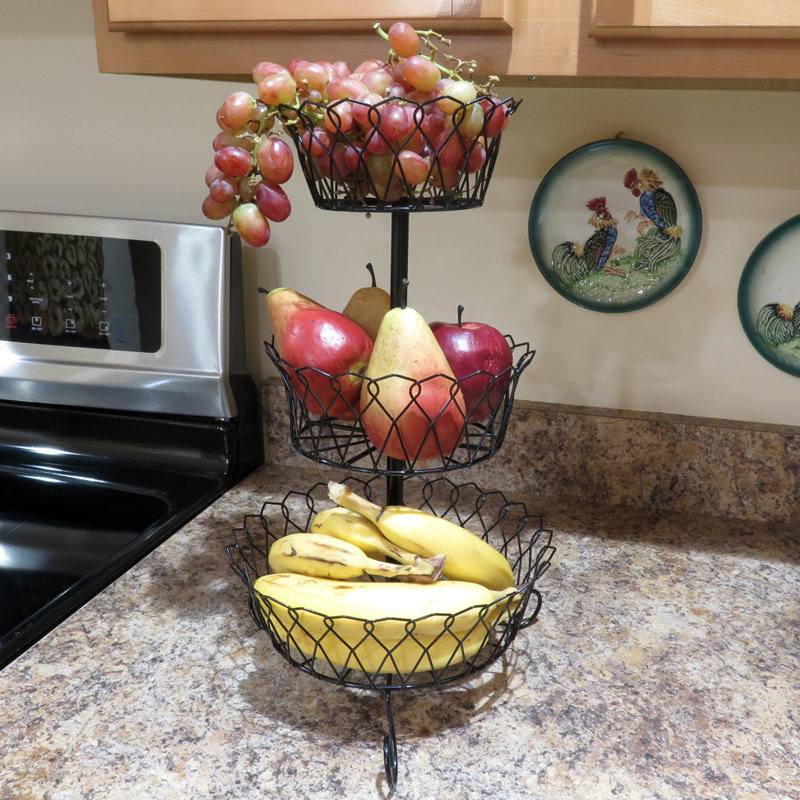 Evelots Decorative Fruit Basket/Stand Countertop Kitchen Organizer, 3